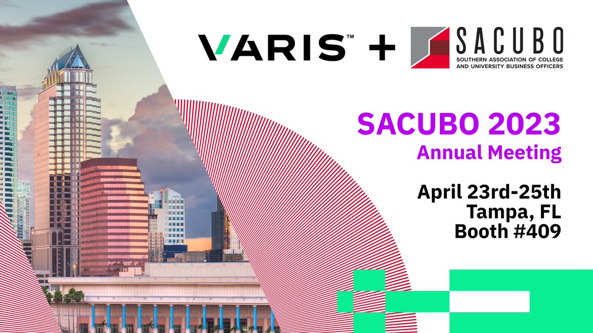 VarisPlatform's tweet photo. Stop by the Varis™ booth (#409) at the SACUBO Annual Meeting starting on 4/23 where we’ll be discussing emerging trends in education and the transformative role of technology. 

Schedule your meeting in advance: 
https://t.co/qKLi4GmaUy https://t.co/INDTy5EWuH