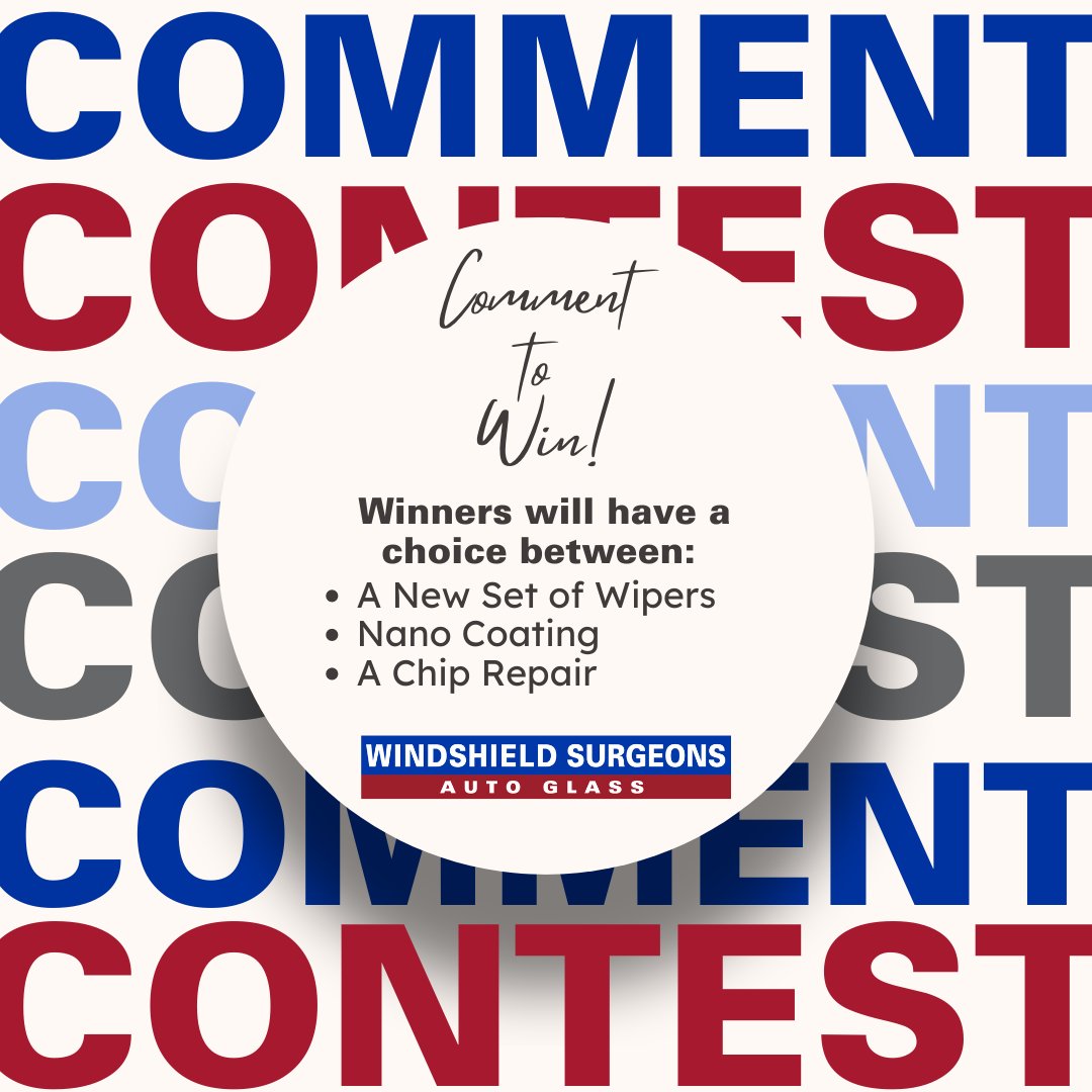 WindshieldSurg's tweet photo. Every month we randomly select a commenter to win a choice between Nano Coating, a New Set of Wipers or a Free Chip Repair!
Comment more for more chances to win!
Which would you choose?
#GoodLuck #WindshieldSurgeons #AutoGlass #Alberta https://t.co/vZjJ41TpR0