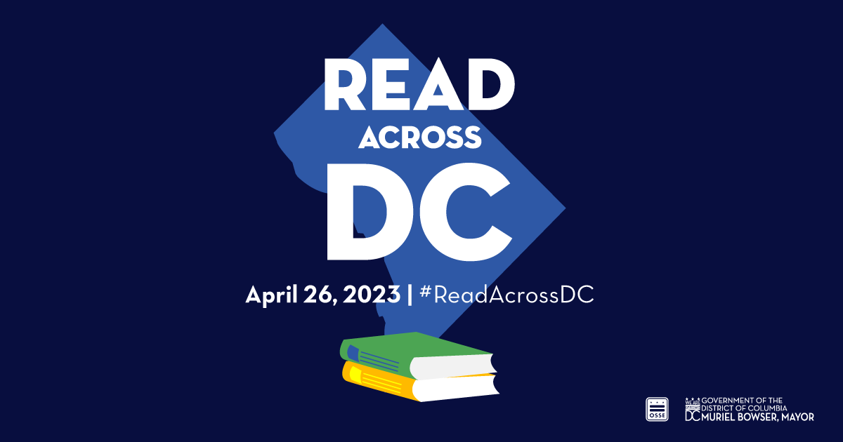 OSSEDC's tweet photo. Ready, Set, Read! Celebrate your love of reading on Wednesday, April 26, by participating in #ReadAcrossDC. ๐
You can participate in 2 easy steps:ย
1.) pick a book and
2.) read it out loud
#ReadAcrossDC https://t.co/sm5MqVqAJQ
