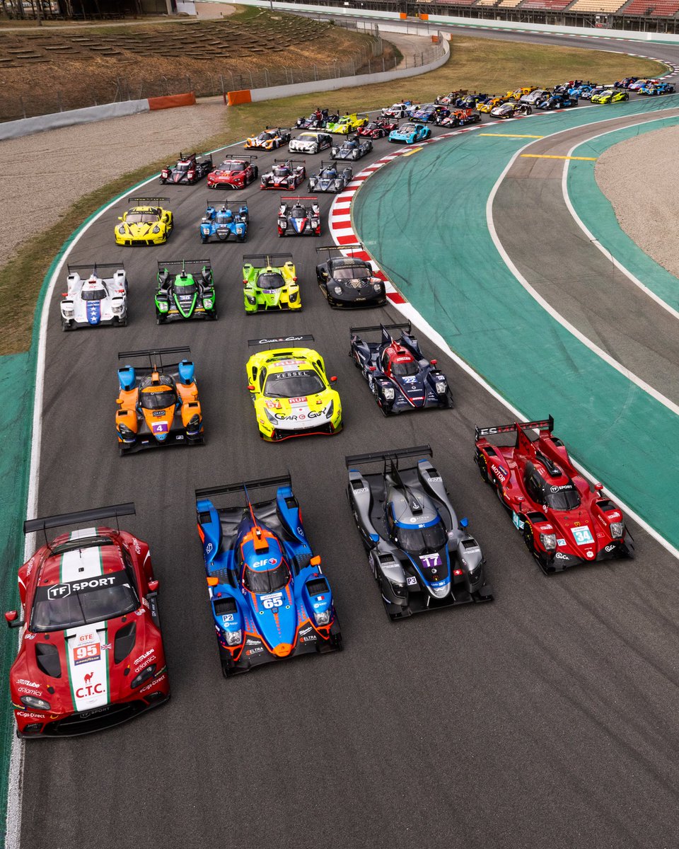 EuropeanLMS's tweet photo. Lining up all together, ready to battle it out for European glory. 

Introducing the 42 competitors for this year’s European Le Mans Series.

#ELMS #4HBarcelona https://t.co/GWVAqOzM9M