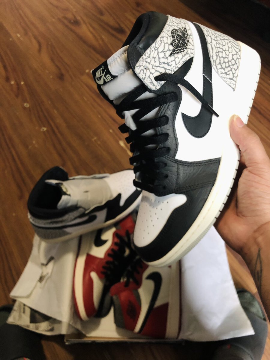 Bo0mBaNg's tweet image. So I customized my Jordan 1 retro high white cements with #angelusdirect inks. They had a little too much white cement for my taste so I gave it a black toe look. W or L 🤷🏽‍♂️ #yoursneakersaredope #kotd #jordan1 #jordan #snkrs