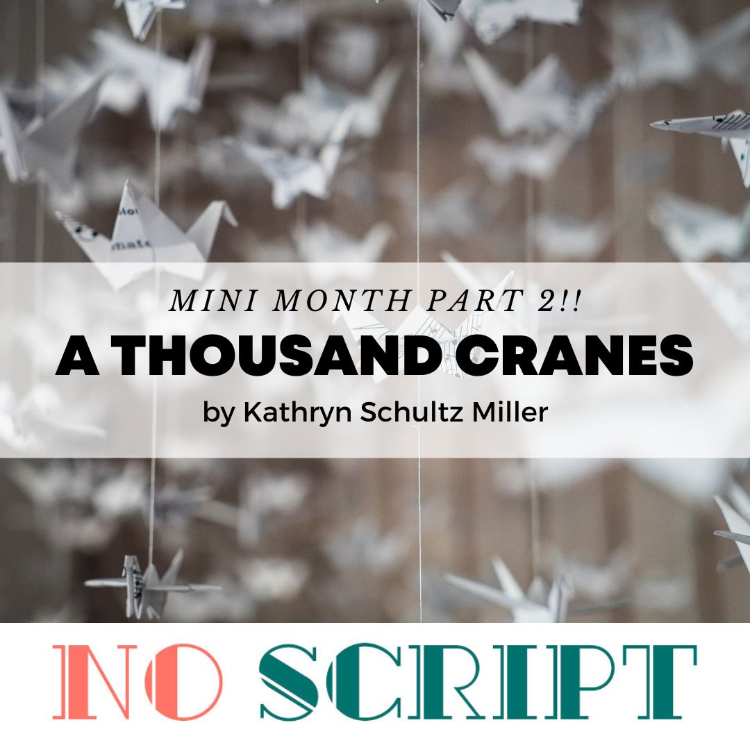 noscriptpodcast's tweet photo. In the final week of Mini Month: Part 2, we visit a moving true story about the aftermath of a tragedy. "A Thousand Cranes," Kathryn Schultz Miller's telling of Sadako Saski's story, uses theatricality and incredible imagery to capture this generational tale. Listen in! https://t.co/OI09tVqZTY