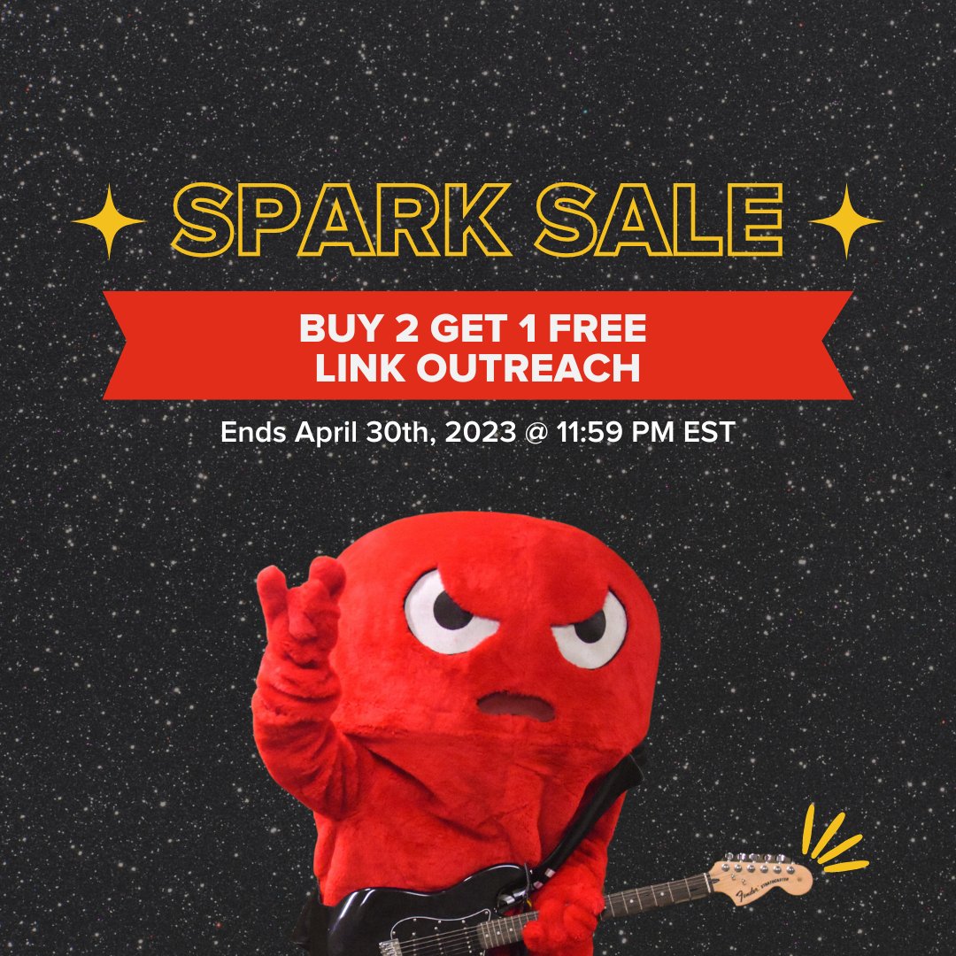 thehothseo's tweet image. Don&apos;t miss this month&apos;s Spark Sale! ✨ B2G1 Link Outreach ✨ ow.ly/K5aS50NMUUE #seodiscount #seosale #linkoutreach #backlinks