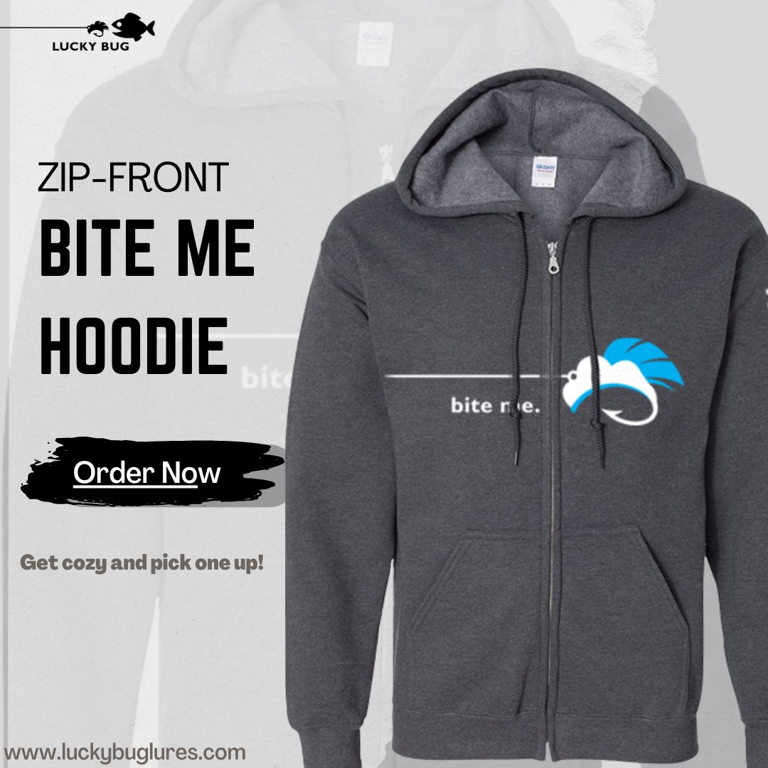 luckybuglures's tweet photo. What? Keeps you warm AND looks amazing???

Yup - this BITE ME zip-front hoodie is air jet spun yarn for a softer feel and no-pill performance after many washes. 

Get cozy &amp; pick one up now!

#LuckyBugLures #BiteMe #FeelThePower #GetHooked #GetLucky #ItsABlast #FishBeWarned https://t.co/IIF7FJWNVH