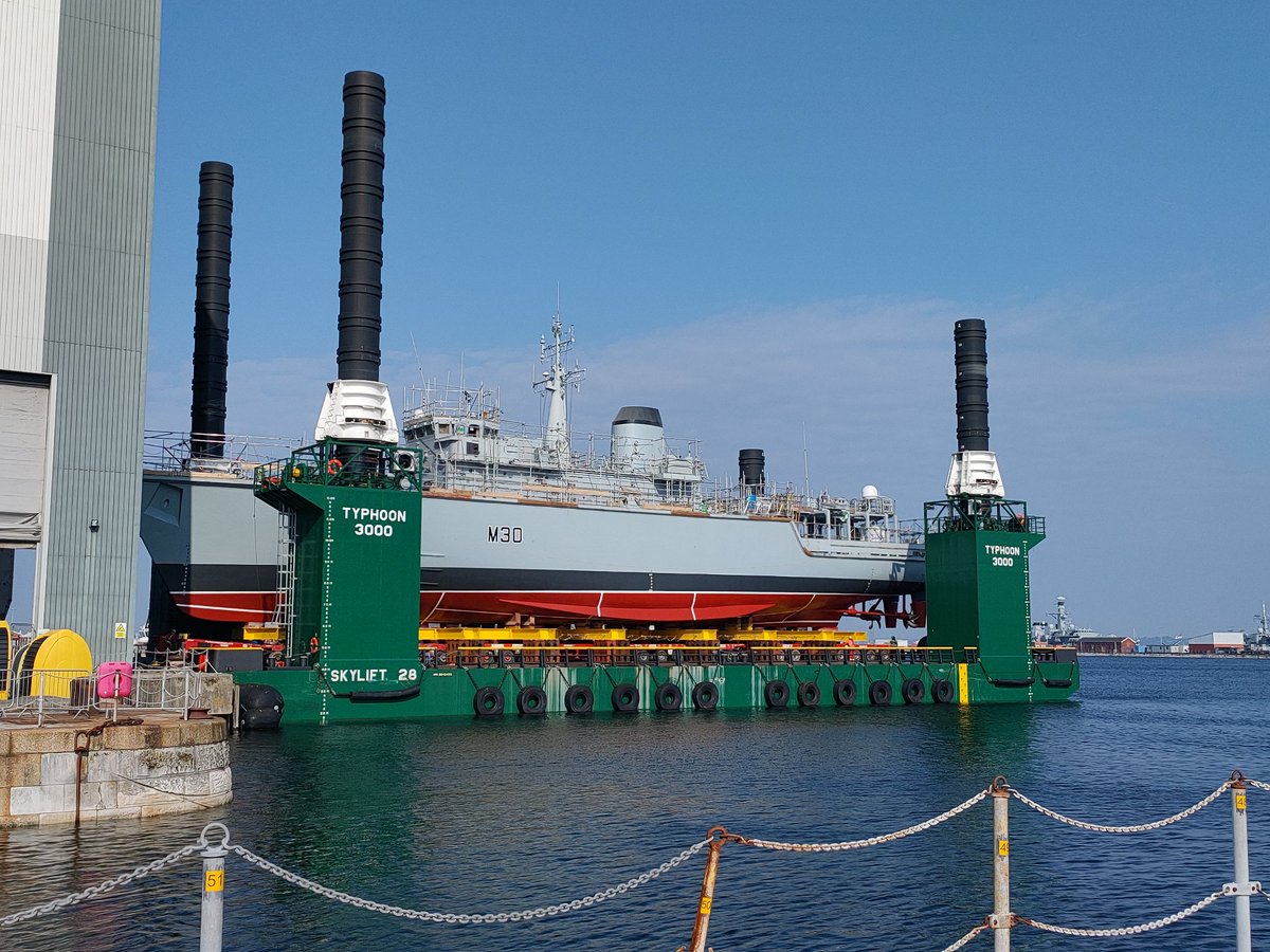 HMSLedbury's tweet photo. Phase 1 complete! LEDB is back out of the sheds and another step closer to returning to frontline operations at sea. #TheHuntGoesOn #FreshPaintJob #MCM2 #M30 #Crew3 https://t.co/SwMNChZe39