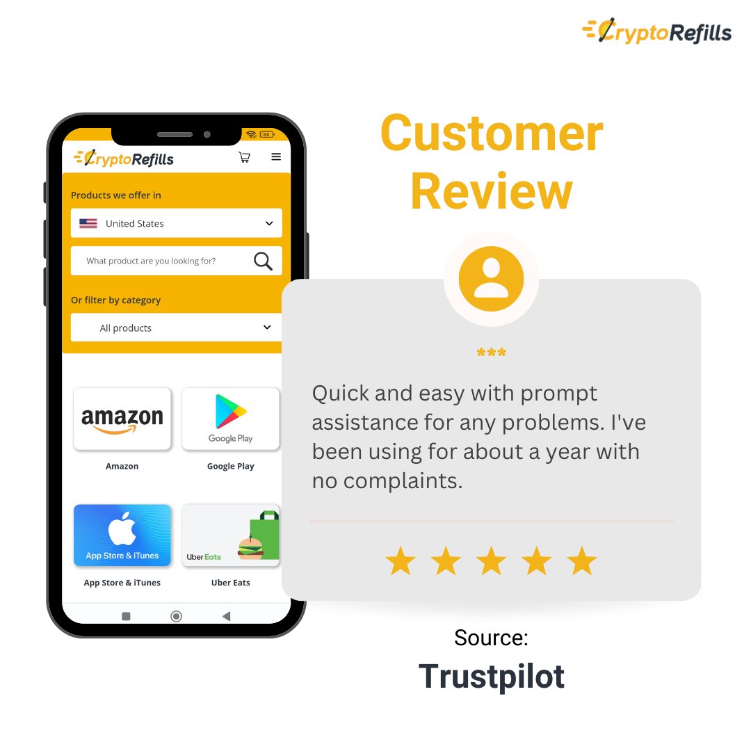Cryptorefills's tweet image. Thank you dear loyal customer for this wonderful review for #cryptorefills ✨🙌