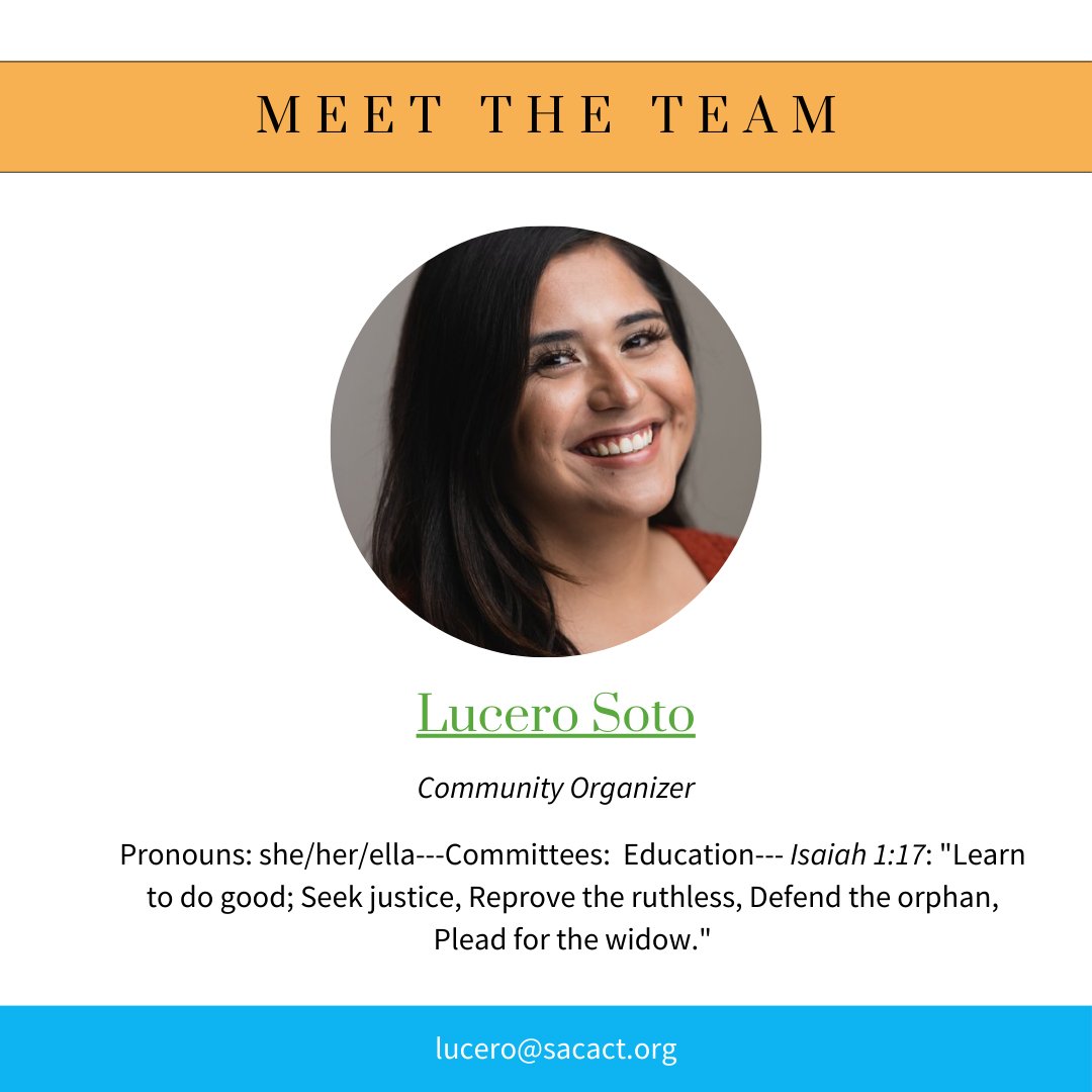 Say hello to Lucero, one of our hardworking community organizers! Lucero's bilingual skills help her do amazing work within school districts across Sacramento county. Please give her a warm welcome in the comments! #SacramentoACT