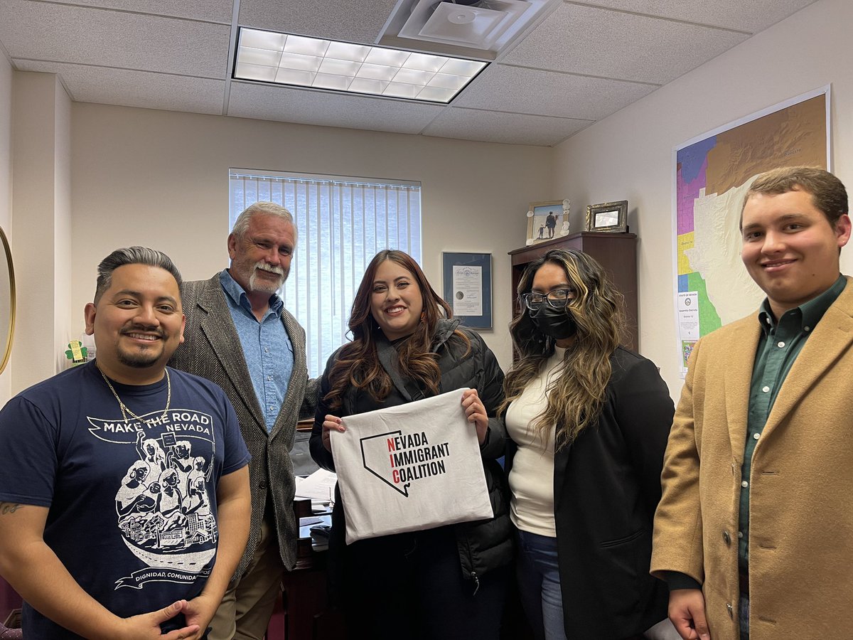 Carter4nv's tweet photo. Yesterday was Immigrant and Refugee Lobby Day.  I had the honor of meeting with a couple of people who came because of the hard work of @NVImmigrants, @PLANevada, @maketheroadnv, and all the other organizations that put together this important day at the #NVLeg! https://t.co/a7ZlRA9DTC