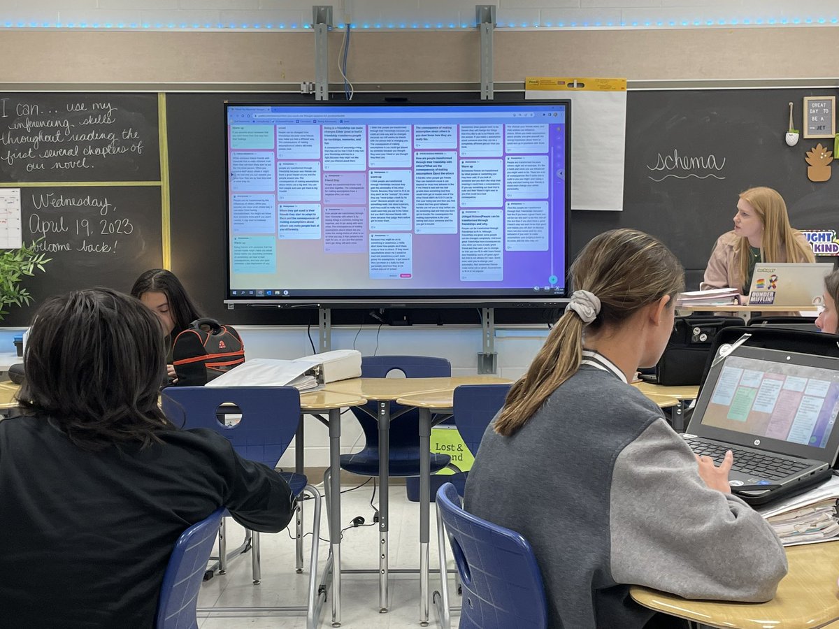CLMSJETS's tweet photo. Students in @ark427’s English class utilize @padlet to connect to a new novel of study. Love the student engagement and student voice that this tool offers. https://t.co/gmQNrmN3UO