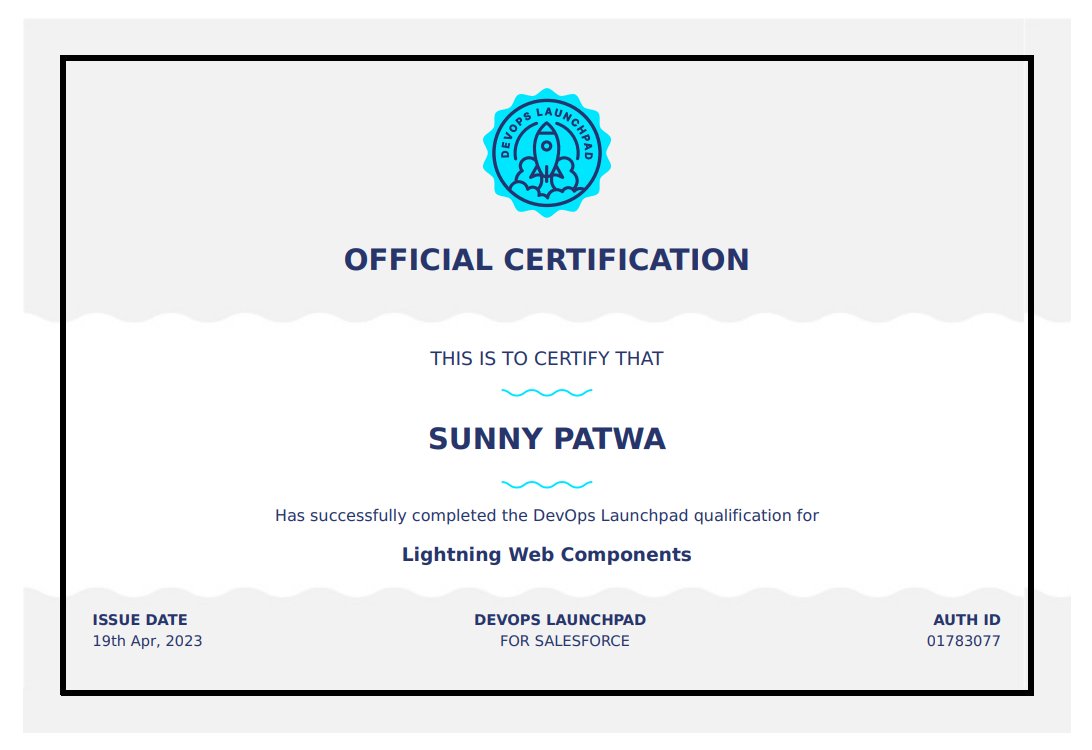 SunnyPatwa98's tweet image. 🎓 Exciting news! Just completed the official certification for Lightning Web Components from @DevOpsLaunchpad! 🎉
Thanks @DevOpsLaunchpad for the opportunity to upskill and build for the future!
#Salesforce #LightningWebComponents
certificates.devopslaunchpad.com/certificate/vp…