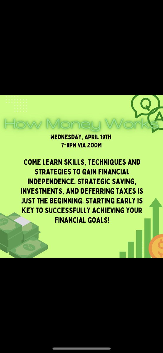 LAST personal development and NIL education opportunity of the semester! Join us on zoom for a informative financial literacy session with Primerica Investments🙌🏽