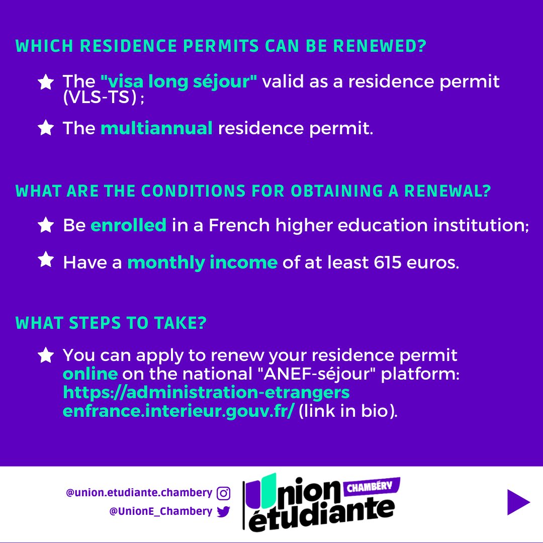 UnionE_Chambery's tweet photo. 🇬🇧 How do you renew your residence permit for next year? We'll explain everything to you! ⤵️ https://t.co/RoEBGZJnP5