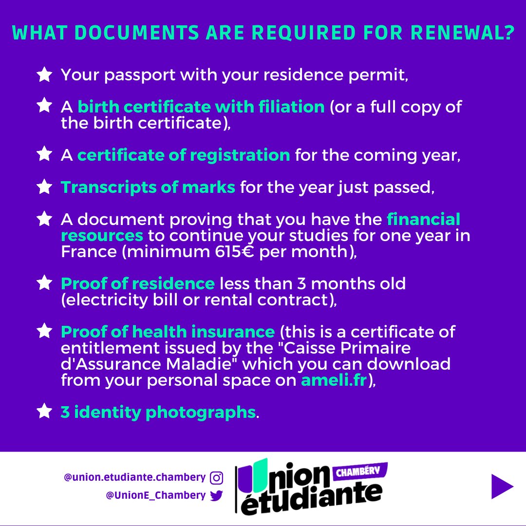 UnionE_Chambery's tweet photo. 🇬🇧 How do you renew your residence permit for next year? We'll explain everything to you! ⤵️ https://t.co/RoEBGZJnP5