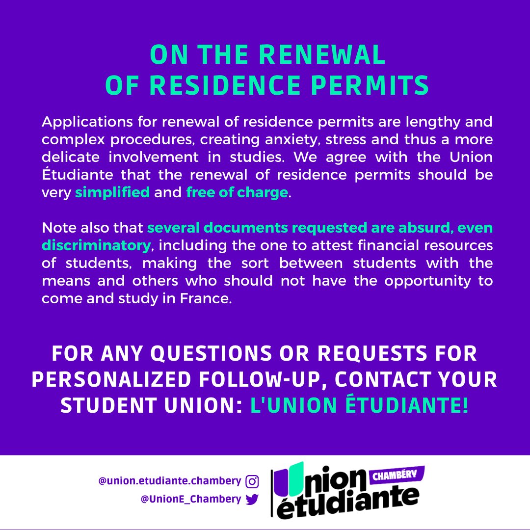 UnionE_Chambery's tweet photo. 🇬🇧 How do you renew your residence permit for next year? We'll explain everything to you! ⤵️ https://t.co/RoEBGZJnP5