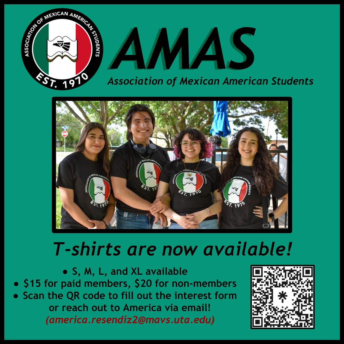 AMASatUTA's tweet photo. T-SHIRTS ARE OUT !! we hope to see everyone represent AMAS !! https://t.co/KP4DktBwvA
