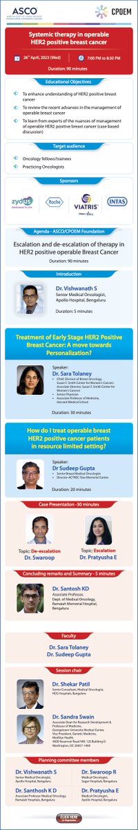 CpoemF's tweet photo. ASCO @asco endorsed CPOEM Webinar delivered by Dr. Sara Tolaney @stolaney1 : "Systemic therapy in operable HER2 positive breast cancer" - 
https://t.co/gjZpkz6x19

Dr. Sudeep Gupta @TMC_BreastDMG will address "treating in resource limited setting?". https://t.co/nv2PuQ5cv6