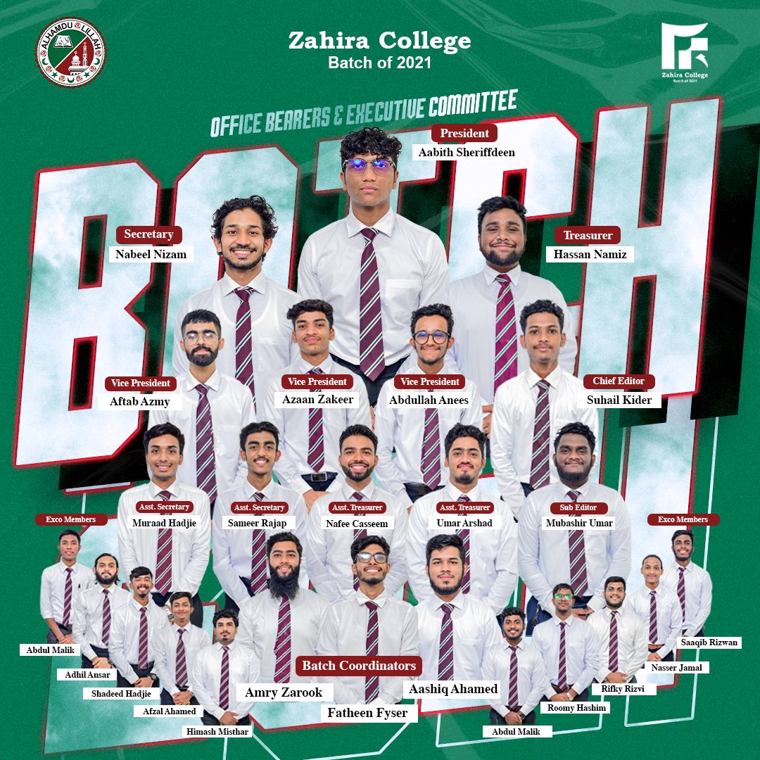 zccbatch2021's tweet photo. “Rewrite yourself the legacy they told you had to be”

The Zahira College Batch of 2021 has officially elected and appointed the first batch of Office Bearers along with the Executive Committee.

Be ready to witness excellence in every step made for the years ahead ✨

#B21 https://t.co/y5q4cV5B0K