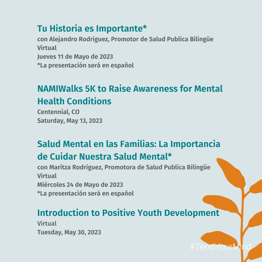 ClinicaFHW's tweet photo. May is Mental Health Awareness Month! Join Mental Health Partners &amp; our community partners in talking about mental health and sharing some local resources available. Learn more about upcoming events: https://t.co/8a606kamiw @NAMIBoulderCo @Mindful__Works @RiseAgainstCO https://t.co/lVQmKQxYp9