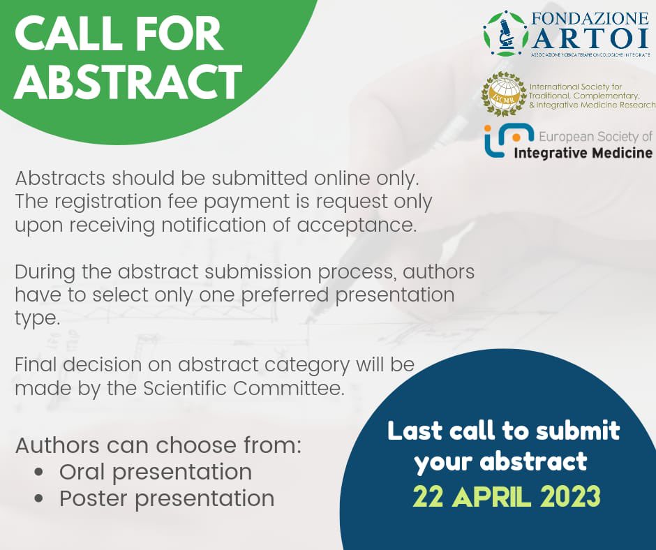 📌 2nd #WorldCongress of Integrative Medicine and Health 
📣 #callforabstract until 22 April 

Submit your abstract here: icimcongress.org/call-for-abstr…