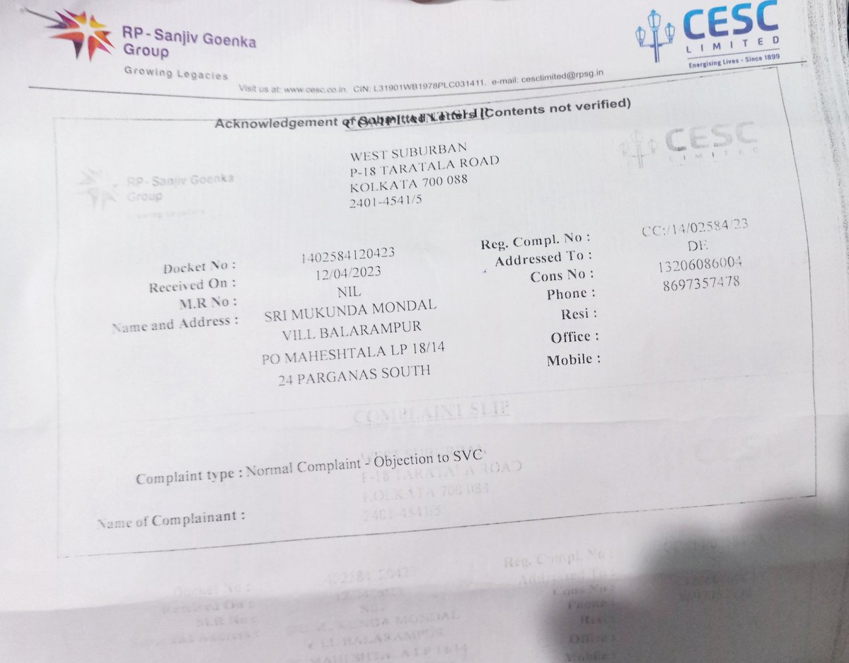 superb_subhajit's tweet photo. @CESCLimited @rpsggroup 

#shamelessJob done by CESC. 
Inspite of our objection at Taratala Office vide Docket No 1402584120423 regarding installation of new meter at our premises, CESC today installed a new meter of #ShambhuMondal over there. Seeking redressal.
Mob-8103802990 https://t.co/Ym1ubKmpwz