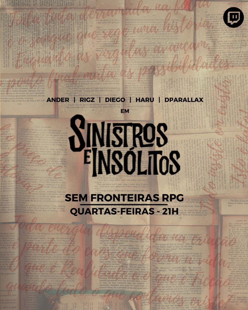SemFrontRPG's tweet photo. As Histórias que contamos podem apontar os caminhos, mas, talvez, nunca decidir por nós. Com Matita Perereira, o velho do sobrado de Monte Castelo, parece ser diferente.
Hoje, 21h em https://t.co/5TwoH3710L 
Sinistros e Insólitos continua
#OrdemParanormal #RPGLatAm https://t.co/elipZyxtcC