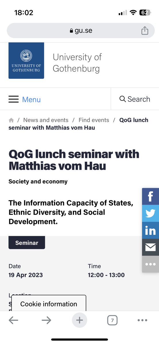 Just presented @ethnicgoods research on the information capacity of states and ethnic #diversity @goteborgsuni in the Quality of Government Institute’s lunch seminar. Thanks for the wonderful discussion! More information here: ethnicgoods.org/ethnicgoods-ib… @ERC_Research