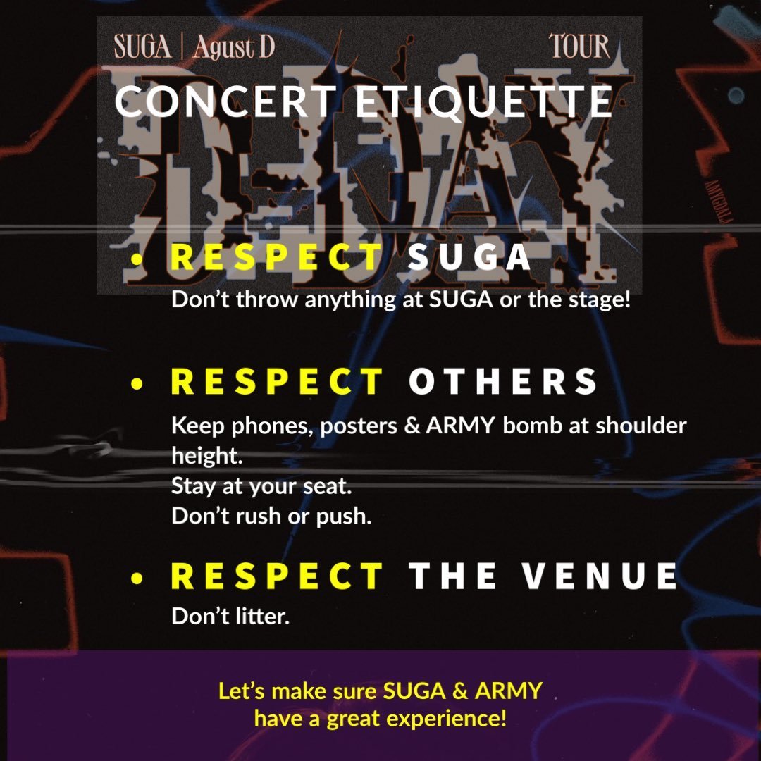 Niamhheart's tweet photo. One week until the start of #SUGA_AgustD_TOUR !!  

Who's ready?  My city is #Newark  How about you? https://t.co/Tshgr7j8c9