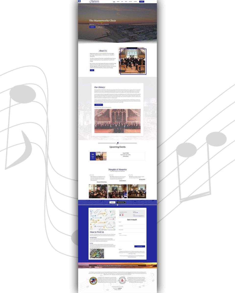 cupocodeocnj's tweet photo. Just dropped this new website for The Masterworks Chior in Ocean City! Thanks Masterworks for choosing Cup O Code to build your new look online
#website #websitedesign #websitedevelopment https://t.co/fdMphIo3xD