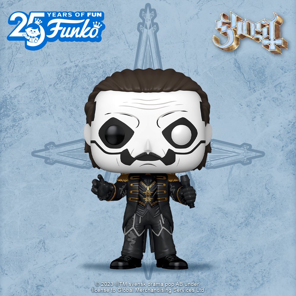 Funko's tweet photo. Legendary rock band, Ghost, is ready to take the stage in your music collection! Pray for musical salvation with Pop! Papa Emeritus IV. Who will this spectral performer collaborate with in your collection? https://t.co/rwJKiEkqTh #Funko #FunkoPop https://t.co/2m3Fn0nbAo