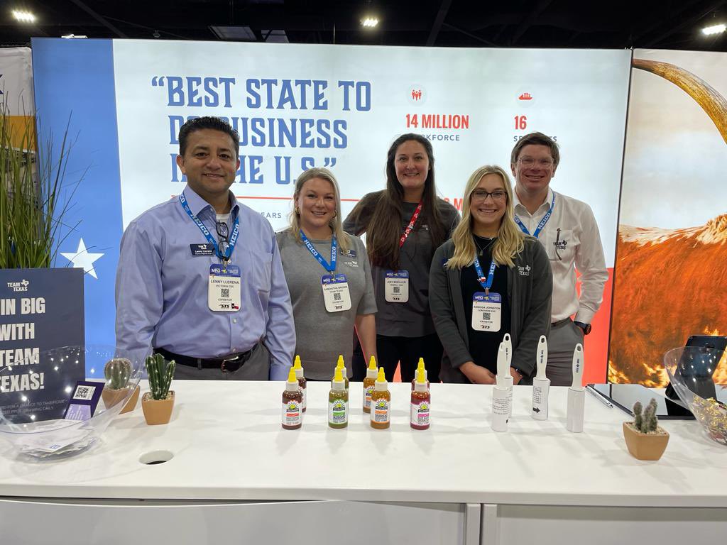 AviationWeekMRO's tweet photo. Like hot sauce? Then head over to @goteamtexas. They’re part of @TexasEDC marketing program responsible for promoting #GoTeamTexas communities for new jobs, investment and economic diversification. “The bird is trying to bring the heat.” The sauce is 👌. Booth #4462. #MROAM https://t.co/QabPQ36tjY