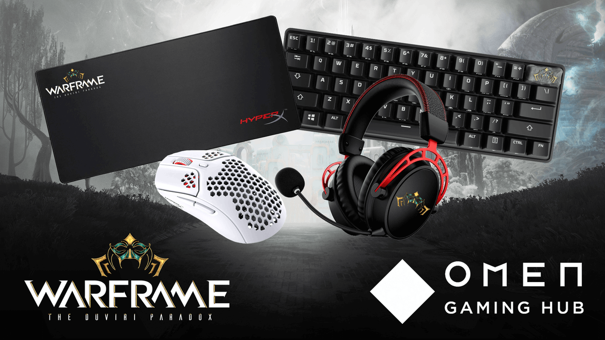 PlayWarframe's tweet image. You have a chance to win custom @HyperX gear all week leading up to the launch of The Duviri Paradox!

Follow both @PlayWarframe &amp;amp; @HyperX and Like &amp;amp; Retweet giveaway posts to be eligible to win. Learn more about how you could win: wrfr.me/3olKDGZ