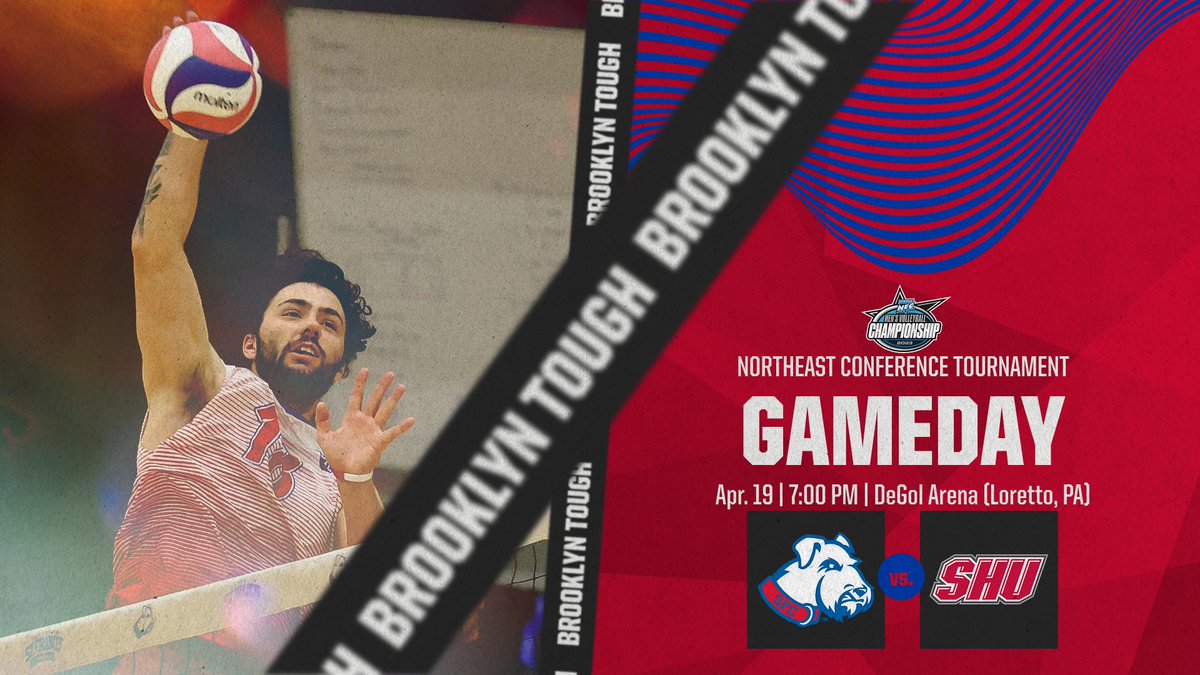 For the very first time, it's NEC Tournament GAMEDAY 🆚 #4 Sacred Heart 🏟 DeGol Arena 📍 Loretto, Penn. ⏰ 7:00 PM 📺 ESPN3/NEC Front Row 🔗 bit.ly/3AaniL1 📊 bit.ly/3LsecOo #BrooklynTough | #NECMVB