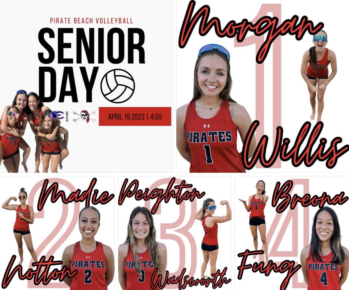 PirateNationPC's tweet photo. 🏐🎉 Senior Day 🎉🏐

Come celebrate your Pirate Seniors today at Centennial Park. Senior Introductions will be at 3:45 and the game will start at 4 PM.

#Gameday
#RedAndBlackAttack
#GetInvolvedStayInvolved https://t.co/ohFfjVEBiU