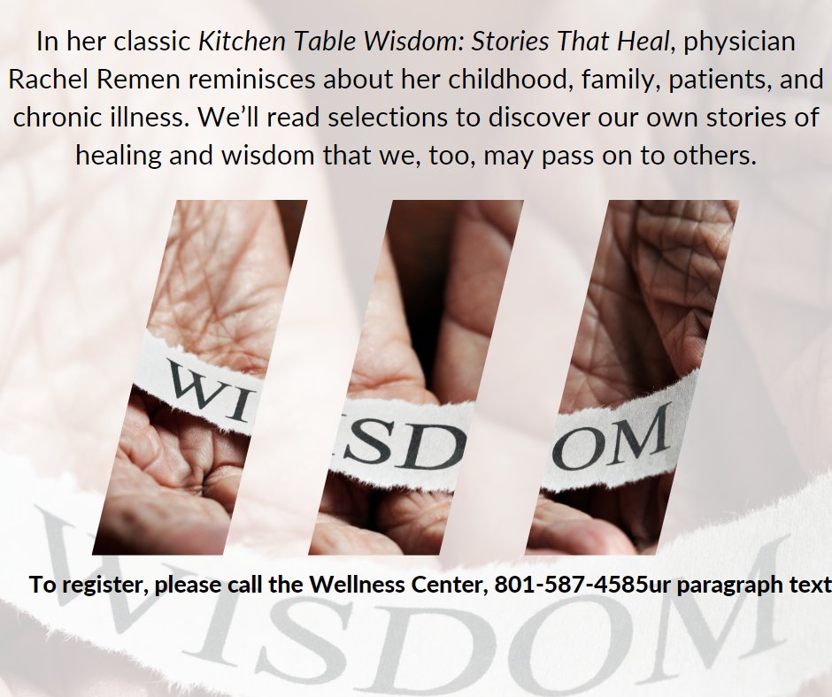 MaraCarrasc's tweet photo. STORIES OF HEALING AND WISDOM
6-Week Virtual Writing Workshop with Writer-in-Residence Susan Sample
Tuesdays 10:30-12 p.m. May 2-30, 2023
Free to HCI patients, caregivers, faculty, and staff
Participation is limited to 10.
Zoom information will be sent after registration. https://t.co/SC4VK7Jpga