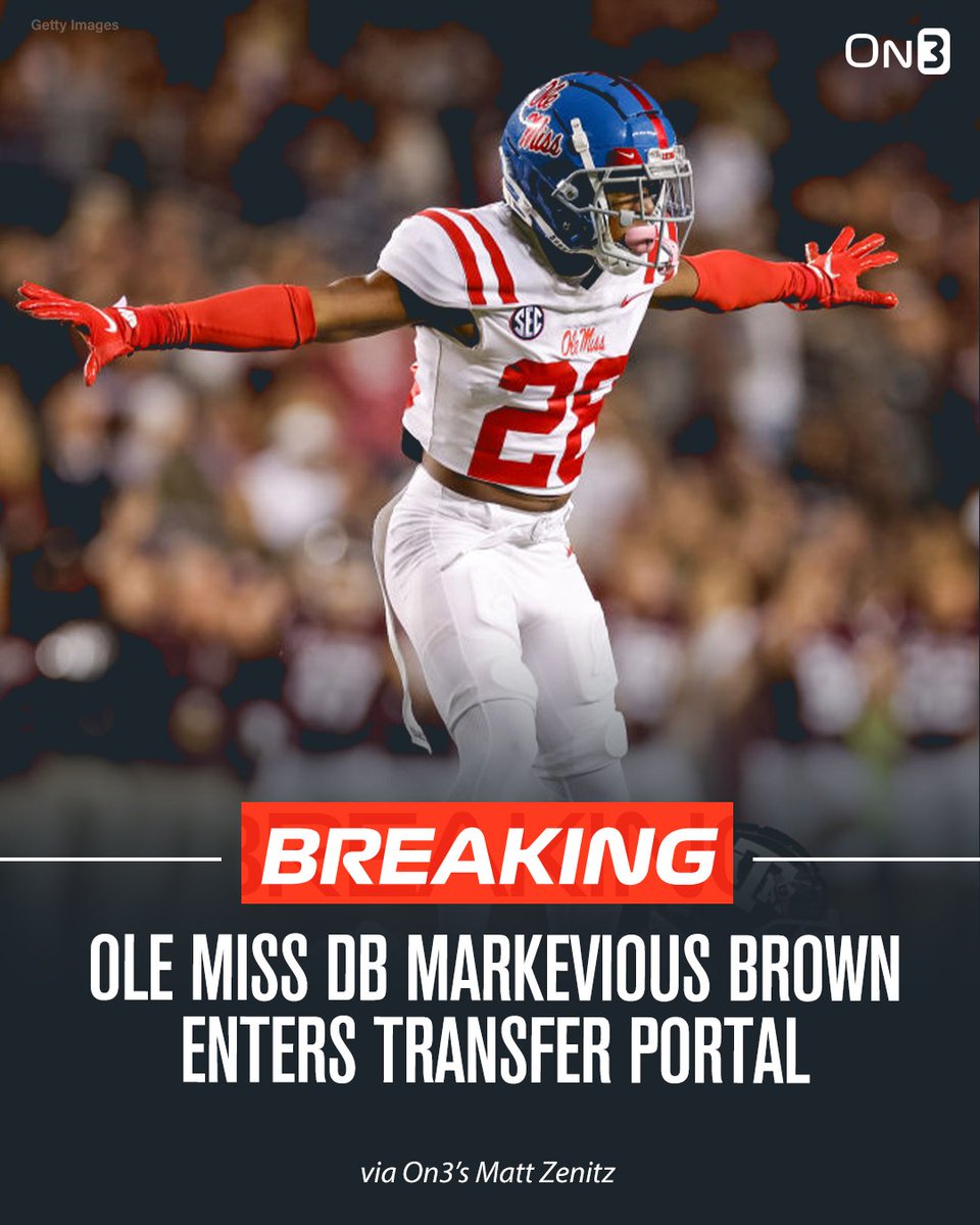 Ole Miss DB Markevious Brown has entered the NCAA Transfer Portal, per <a href="/mzenitz/">Matt Zenitz</a>. 

on3.com/college/ole-mi…