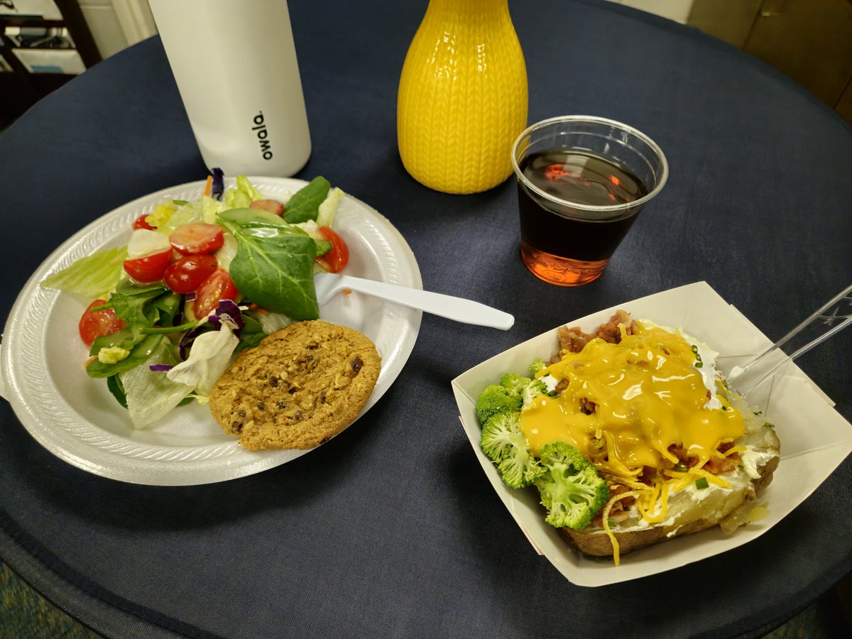MrBell_Educator's tweet photo. Shout out to our amazing Counseling Department at ELHS for this nice spread of a salad and potatoe bar! Thank-you all!!! Yum!!! https://t.co/OxHpZQXUZ8