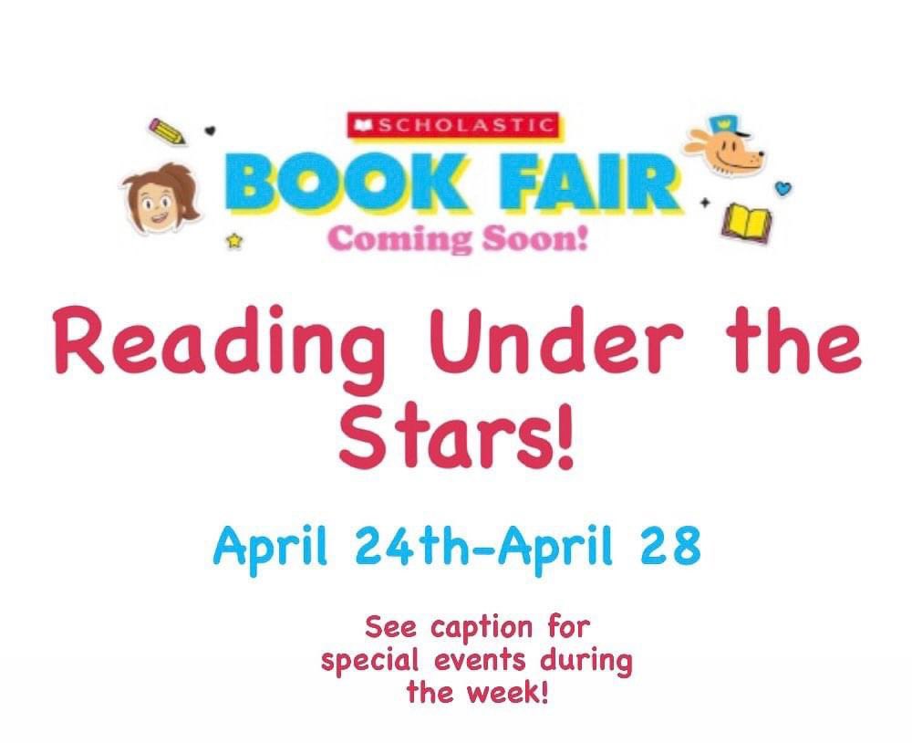 SPRING into more books at our Reading Under the Stars Book Fair. We will be open during Stampede Night Friday, April 21 from 3:30pm-7:00pm. 

*Learners are NOT allowed into the library wet or muddy – 

Book Fair will be open before and during Stampede!#cisdlib #lakeside2223