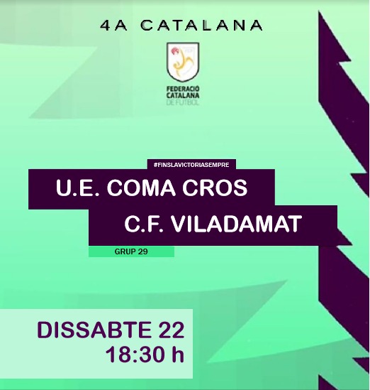 Aquest dissabte cap a Girona i Salt.
Dissabte a les 15:45 al camp del Sàbat i tot seguit a les 18:30 al camp de Salt.
#AmuntViladamat 
Fins a la victòria sempre!