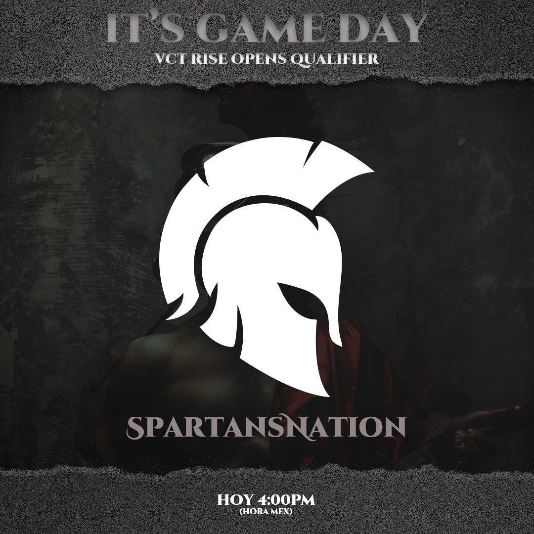 Hoy compite nuestro #TeamNA en la VCT RISE Opens Qualifier a las 4:00pm hora CDMX. 

Si quieres enterarte sobre esto, te espero en twitch.tv/spt_capi 

#ValorantTeam #GGs #WeAreSpartans #SpartansNation #Valorant #VCT #VCTRise