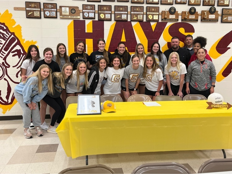 Congrats to Hays High Senior Carly Lang and her family on signing her LOI to play volleyball and continue her education at Garden City Community College.