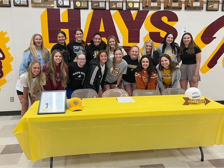 HaysHighAD's tweet photo. Congrats to Hays High Senior Carly Lang and her family on signing her LOI to play volleyball and continue her education at Garden City Community College. https://t.co/kJT84AoRqp