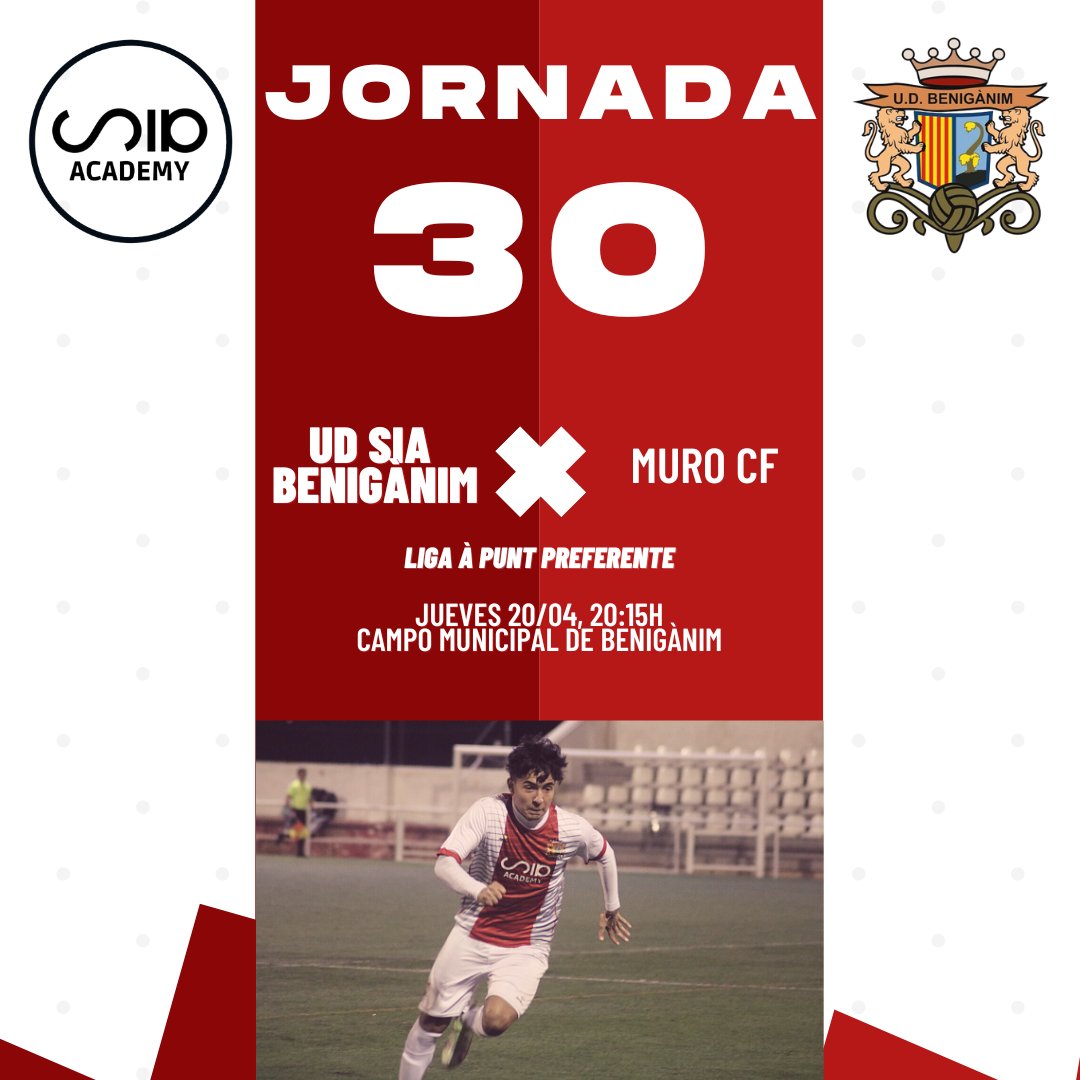 𝙉𝙪𝙚𝙫𝙖 𝙟𝙤𝙧𝙣𝙖𝙙𝙖 𝙡𝙞𝙜𝙪𝙚𝙧𝙖 ⚽️

🏆 Jornada 30
🆚 Muro CF
🏟 Campo Municipal Benigànim
📍 Benigànim
📆 Jueves 20 de abril
🕘 20:15H

#ApuntPreferent
#AvantGanxuts ⚪️🔴⚪️