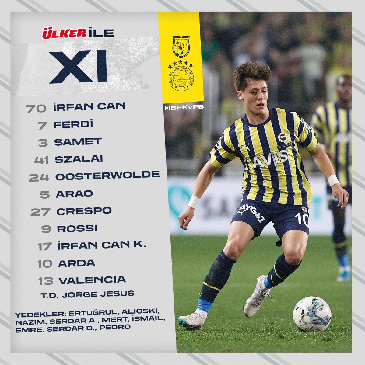 Fenerbahce's tweet photo. 📋 M. Başakşehir karşısında ilk 11'imiz.

#IBFKvFB https://t.co/95lbUhSmnL