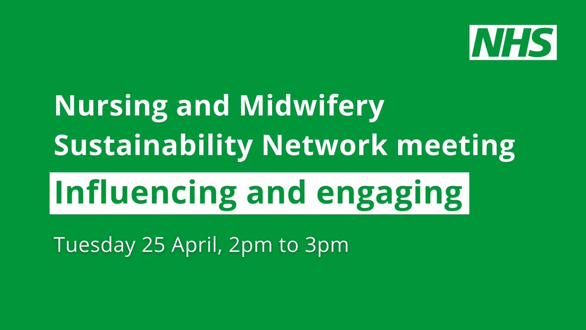 Calling nurses, midwives, nursing and midwifery students and educators working across the #NHS in England! 

If you are interested in find out more about a #GreenerNHS join the Nursing and Midwifery Sustainability Network's third meeting next week ⬇️

events.england.nhs.uk/events/nursing…