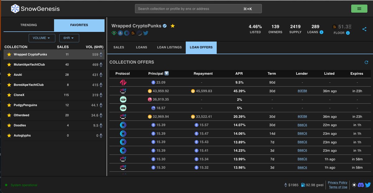 0xGhostLogs's tweet photo. We just added @JPEGd_69 offer data to the SnowGenesis Loan Offers tab as well as the NFT tab in the borrower profile page. https://t.co/ZciGVPEAoj