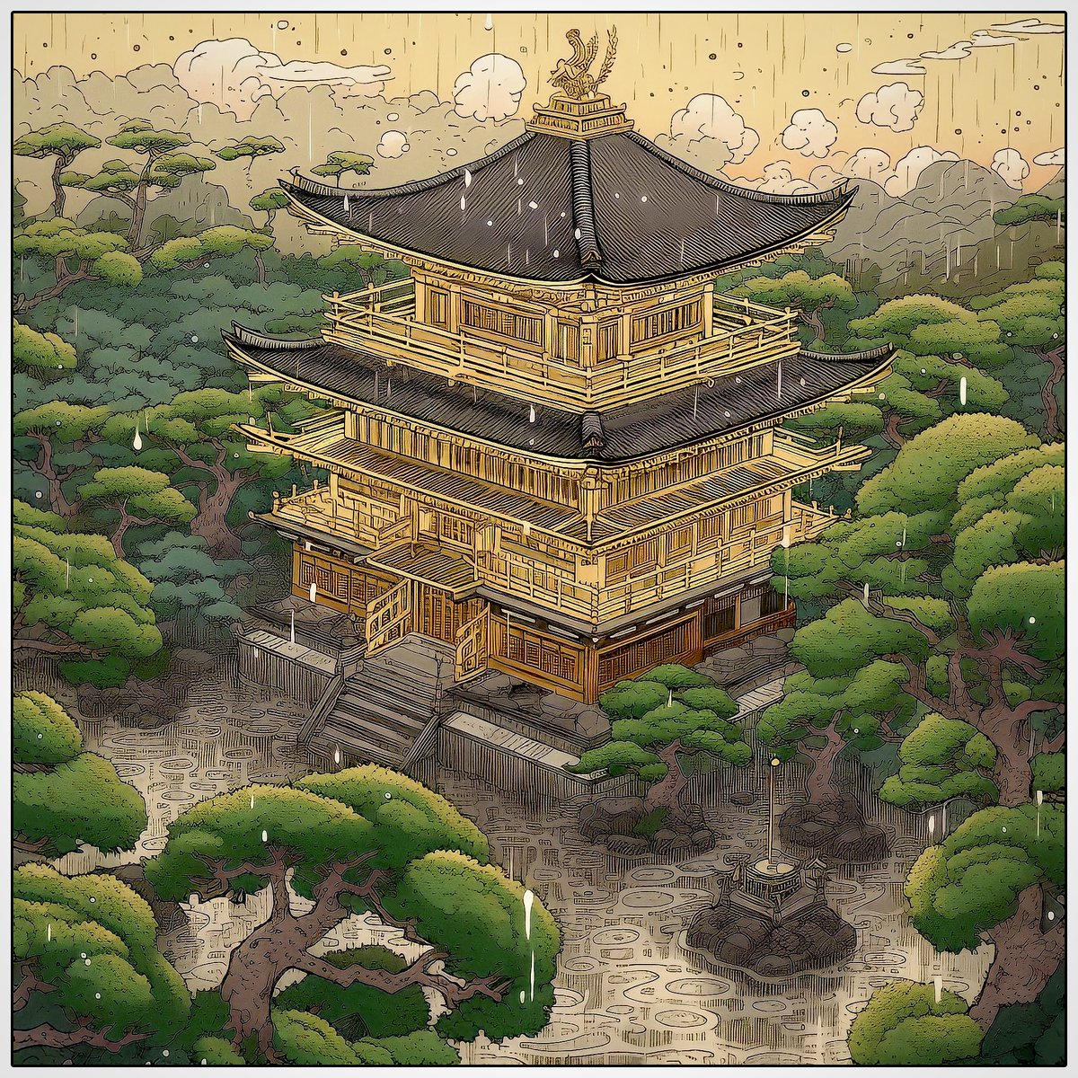 kiera_kee's tweet photo. Day 3 🏯
@kiera_kee X @erineufrosina 

"The Golden Pavilion" 
Kiyomasa had a vision of a celestial palace that would bring peace, harmony, and prosperity to the land. Put your best offers (5 tez minimal) for these 5 copies only.

We are accepting 6 HOURS from now.

Link below👇 https://t.co/syxYCMymJT