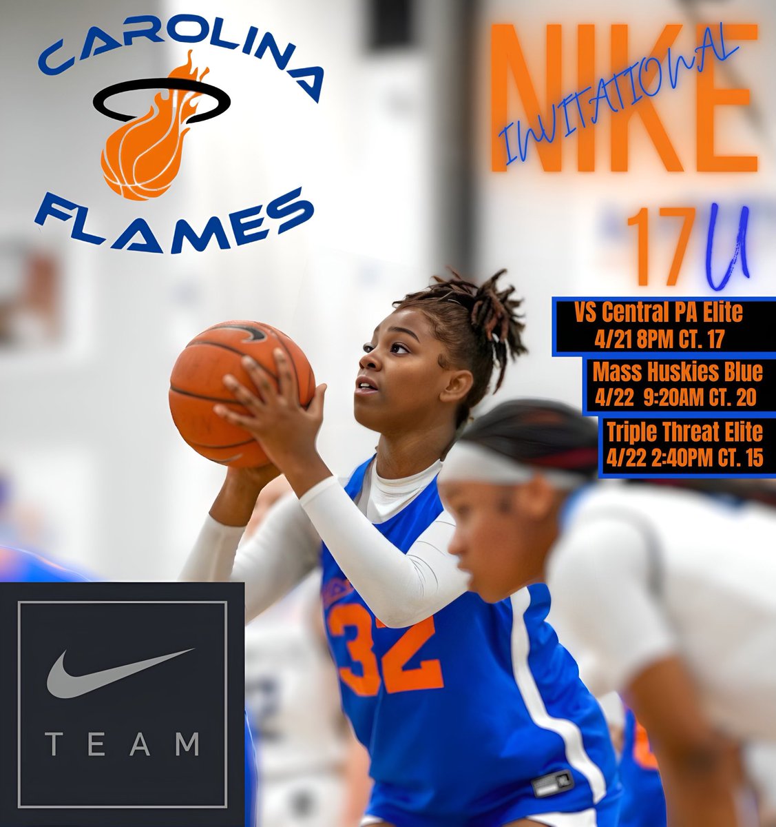 BrantleyJayla's tweet photo. Come check me, and my teammates out this weekend in Hampton Va.  Boo Williams Nike Invitational Session 1. https://t.co/DHYeQm0zgi
