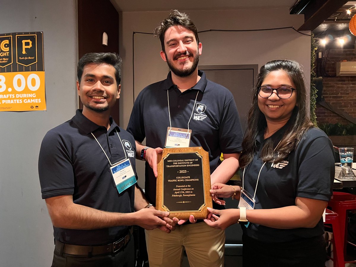 ITETrafficBowl's tweet photo. Congrats to @PennStateITE for advancing to the #ITEPortland2023 Comp from the Mid-Colonial Traffic Bowl! Good work to WVU, Catholic Uni of America, Maryland, U-Pitt, & Howard/Morgan State Joint teams for having a great showing and some really close calls. #WDCSITE @ITEhq https://t.co/b2cpmL0Z3O