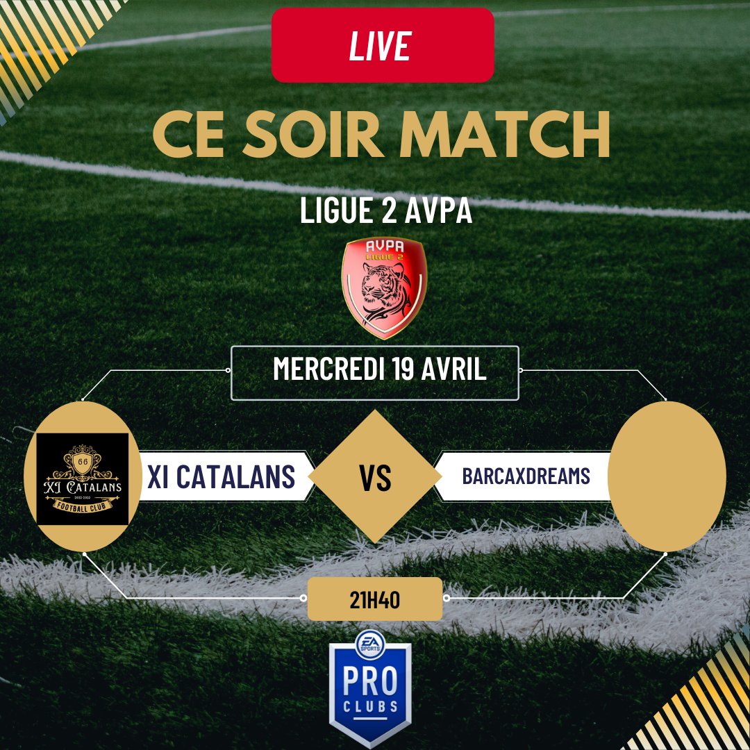 XI_Catalans_66's tweet photo. Bonsoir à tous, les XI Catalans on un match décalé qui ce joue ce soir en CFA @Hulk_Champions , nous avons 2  rencontre en @AVPAFR ligue 2 
Et @TGP_Events_ ONE 
Go les Catalans 🟡🔴🟡🔴
@Hulk_Champions
@TGP_Events_
@AVPAFR
#clubspro 
#FIFA23 
#11vs11 
#ps4
#esport https://t.co/o1M4WqnRcJ