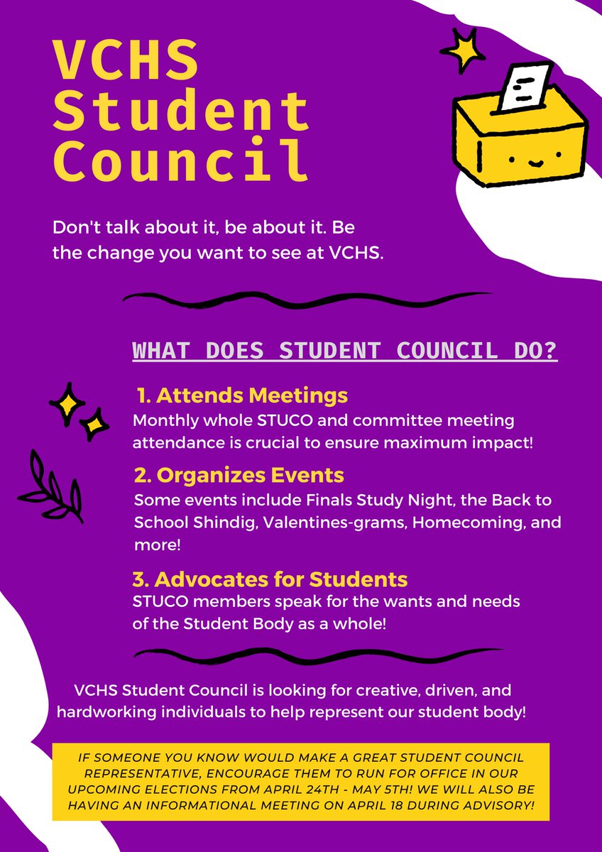 STUCOVCHS's tweet photo. STUCO Elections are right around the corner! https://t.co/QnjqDlx5Ow
